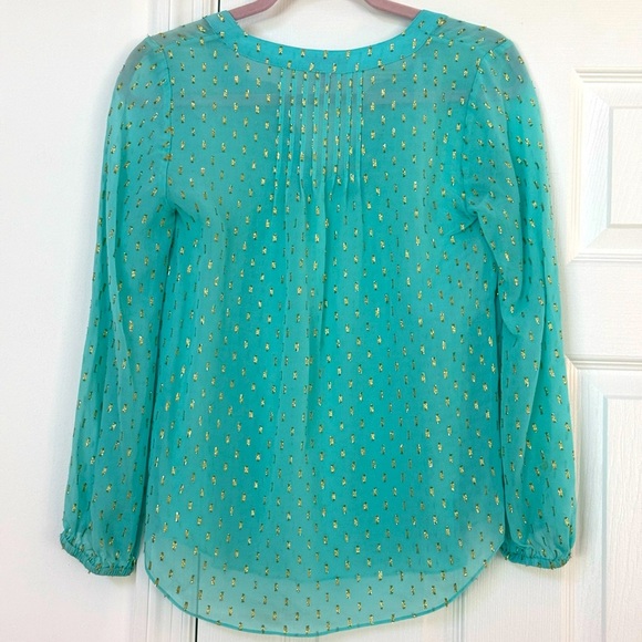 Lily Pulitzer Aqua and Gold Blouse XS - Picture 9 of 12